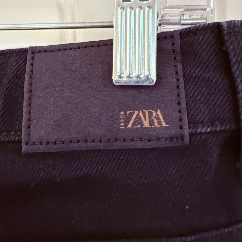 ZARA‎ Black Wide Leg Cropped Jeans Womens Size 2 US EUR 34 - Picture 6 of 9